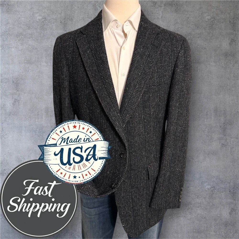 REDWOOD ROSS Vintage Men's Blazer Sport Coat Two Button Jacket 44L TWEED WOOL